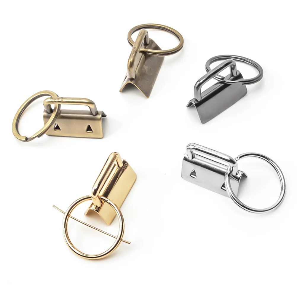 

20 pcs Key Fob Hardware End Caps Metal Keychain Clasps For Lanyard Wristlet Strap Craft Diy Accessories 2.5X1.2Cm Silver