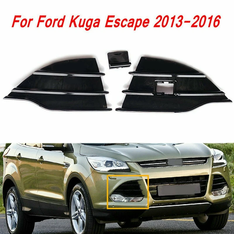 

Для Ford Kuga Escape 2013-2016 передний Нижний Бампер Гриль Крышка Решетка Вставка сатин черный + серебряный CJ5Z17E810AA CJ5Z17E811AA