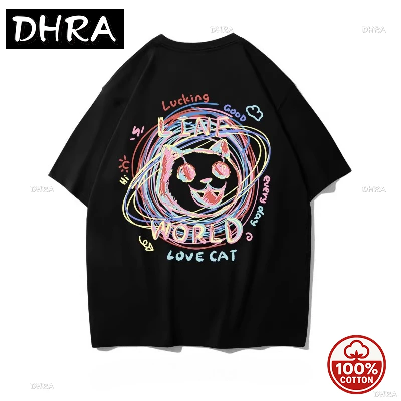 

Летняя модная креативная хлопковая футболка с короткими рукавами и круглым вырезом с принтом, повседневный тренд, свободный топ, высококачественная уличная одежда унисекс