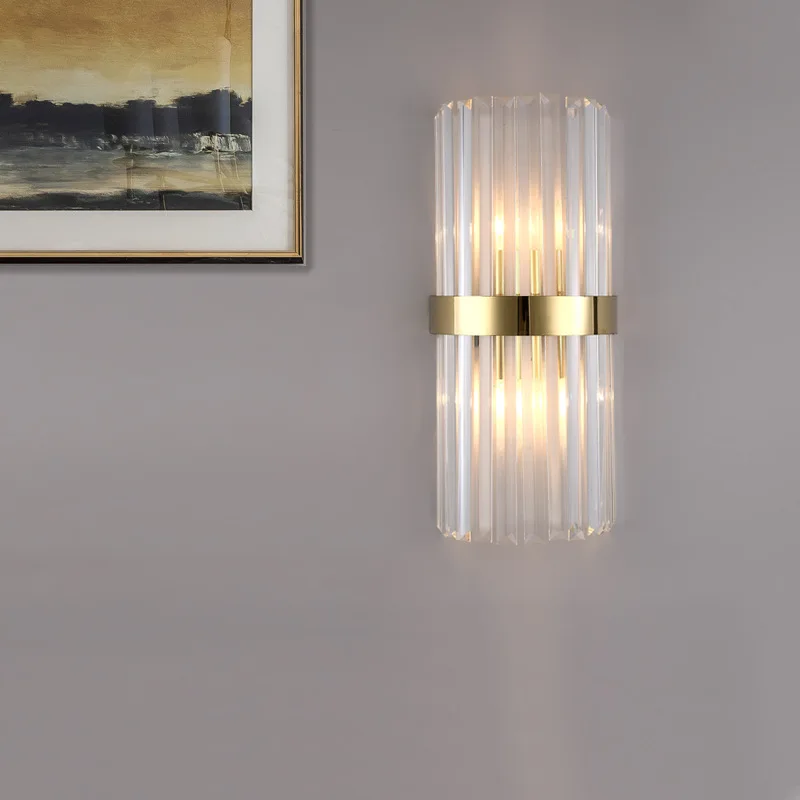 Light luxury crystal Bedroom bedside wall lamp Living room background wall lamp Staircase corridor aisle wall lamp