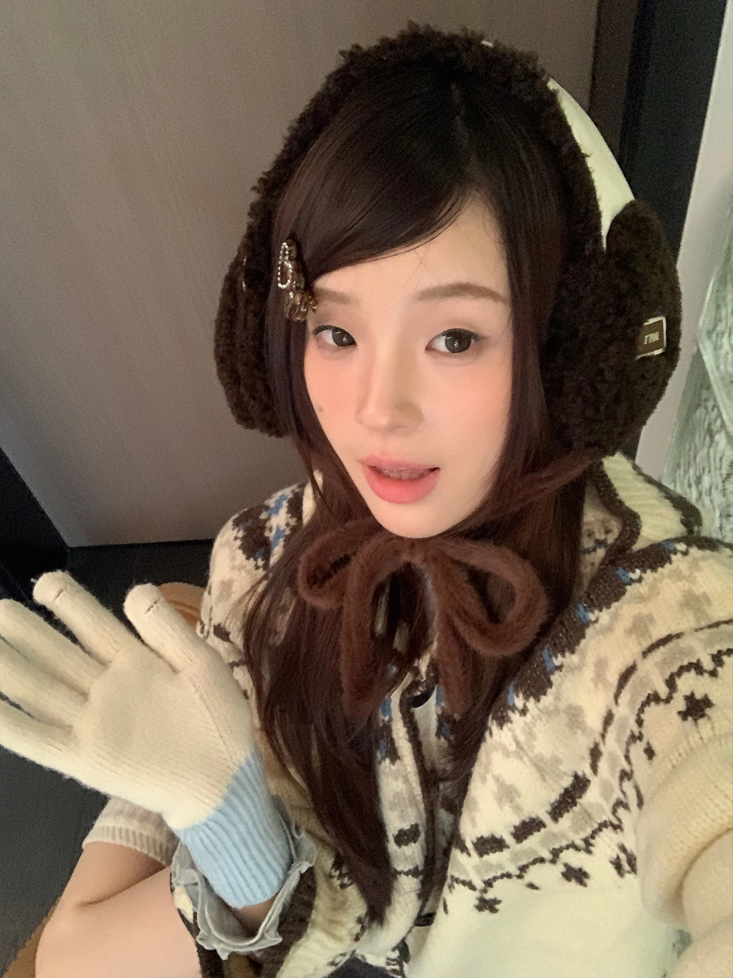 

Корейская версия плюшевых наушников из ягненка с цветными блоками для женщин, чтобы согреться и морозостойкость зимой