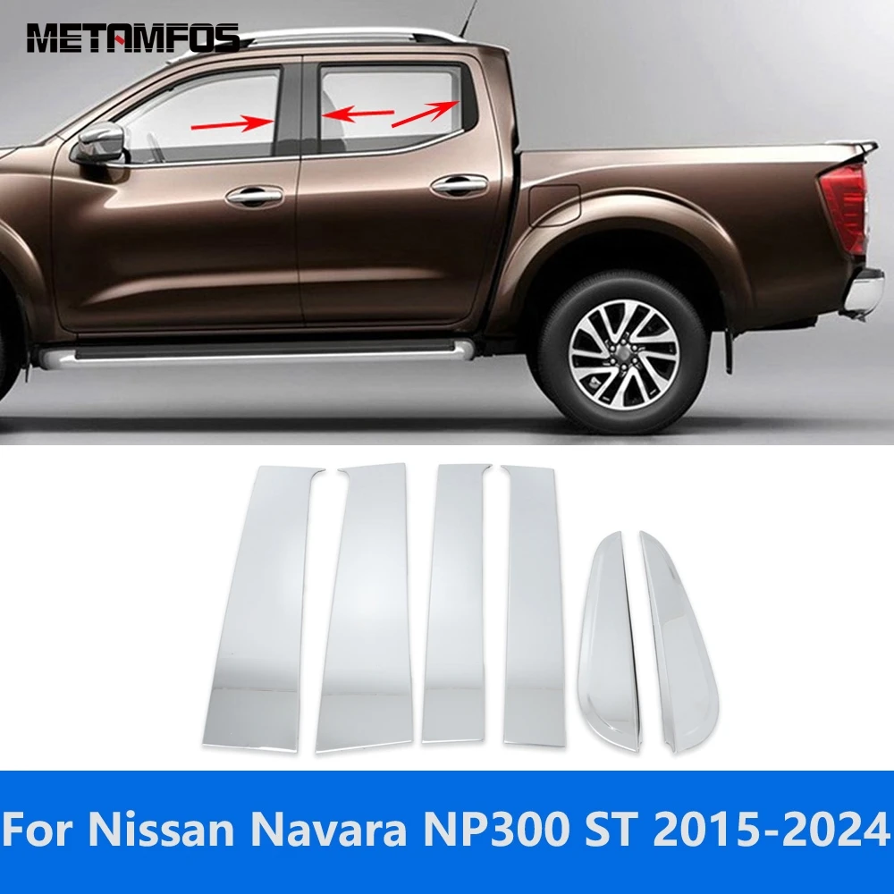 Window Center B C Pillar Cover Trim For Nissan Navara NP300 ST 2015-2020 2021 2022 2023 2024 Stainless Steel Sticker Accessories