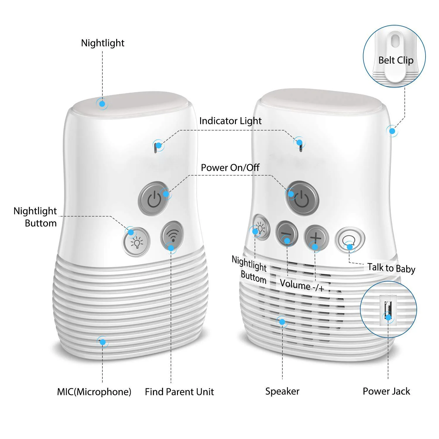 Baby Caregiver Kids Walkie-Talkie Music Soothing Baby Toys Two Way Voice Night Light