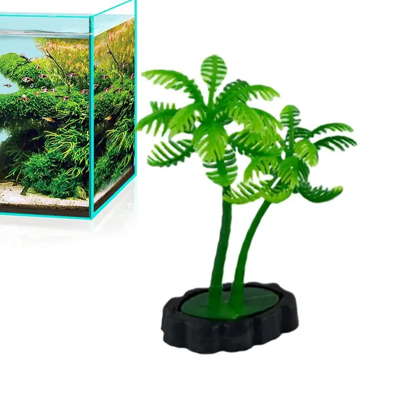 Green Aquarium Plants Creative Mini Coconut Tree ornament Artificial Underwater Plants For Fish Tank DIY Landscaping Decoration