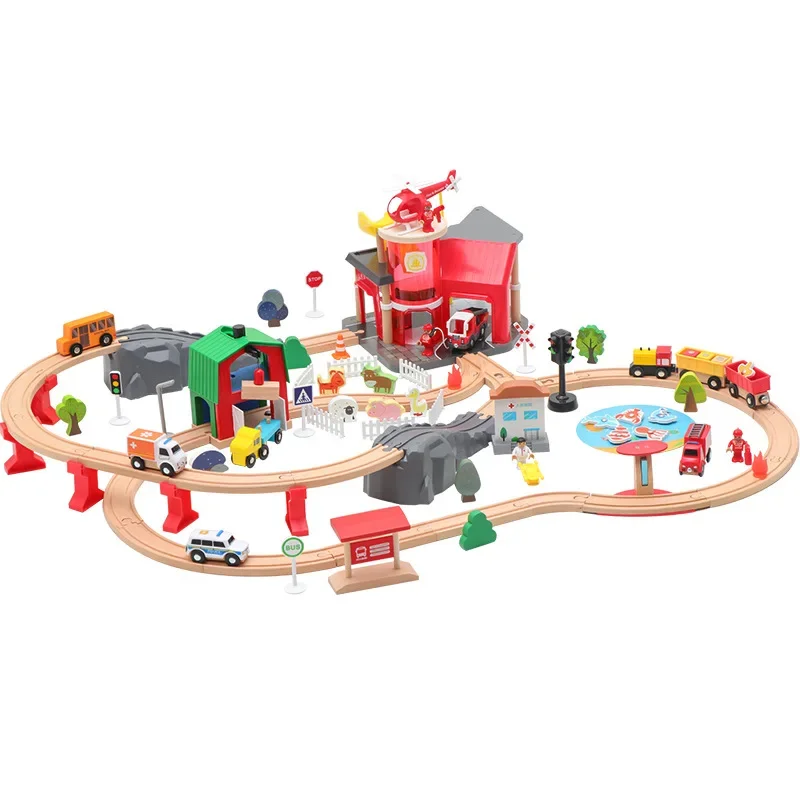 

Wooden track series multi-functional educational building block assembly