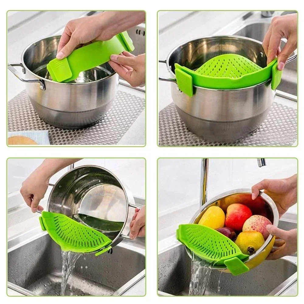 JJYY Multi-functional Silicone Pan Drainer, Pouring Strainer Baffle for Draining Excess Liquid From Ingredients