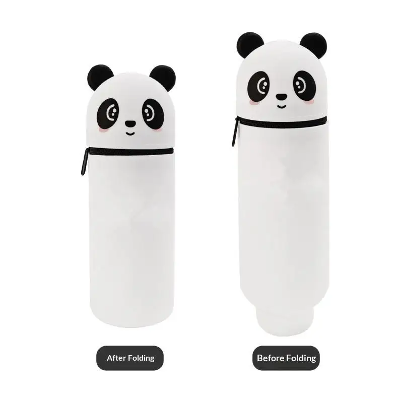 【B】Hot Panda Pencil Case Telescoping Silicone Cartoon Animal Pen Holder Student Stationery Storage Bag High Capacity Toys