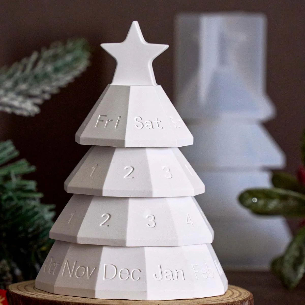 3D Weihnachten Baum Kerzenhalter Silikon Form DIY Kalender Lagerung Box Ornamente Formen Gips Harz Handwerk Machen Weihnachten Party De