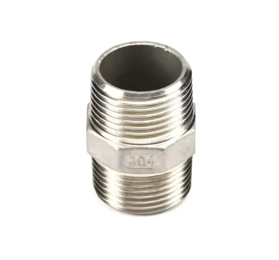 خيط خارجي من الفولاذ المقاوم للصدأ برأس مزدوج وصلة مستقيمة سريعة، وصلة خيط خارجية سداسية، وصلة من الفولاذ المقاوم للصدأ 304 #2