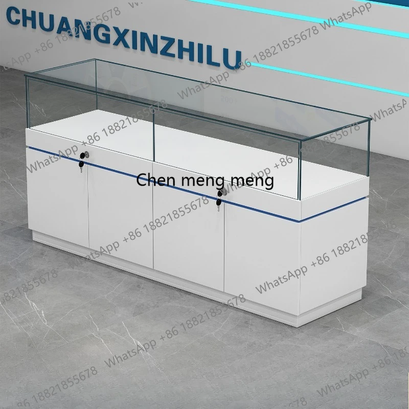 

French Designer Jewelry Display Cabinet Modern Accessory Exhibition Glass Cabinet Desks Commercial Furniture Podium Stand