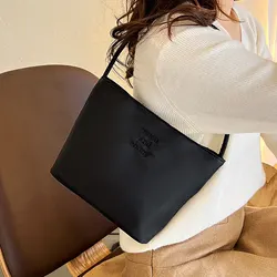 Women's Nylon Shoulder Bag Large Capacity Satchel Chic Trendy Female Underarm Bag for Party Outdoor Street Commuting Spring