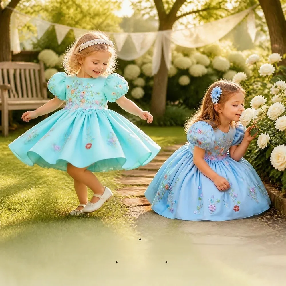custom-puff-sleeve-floral-embroidery-satin-short-luxury-dress-women-wedding-guest-gown-girls-birthday-party-pageant-runway