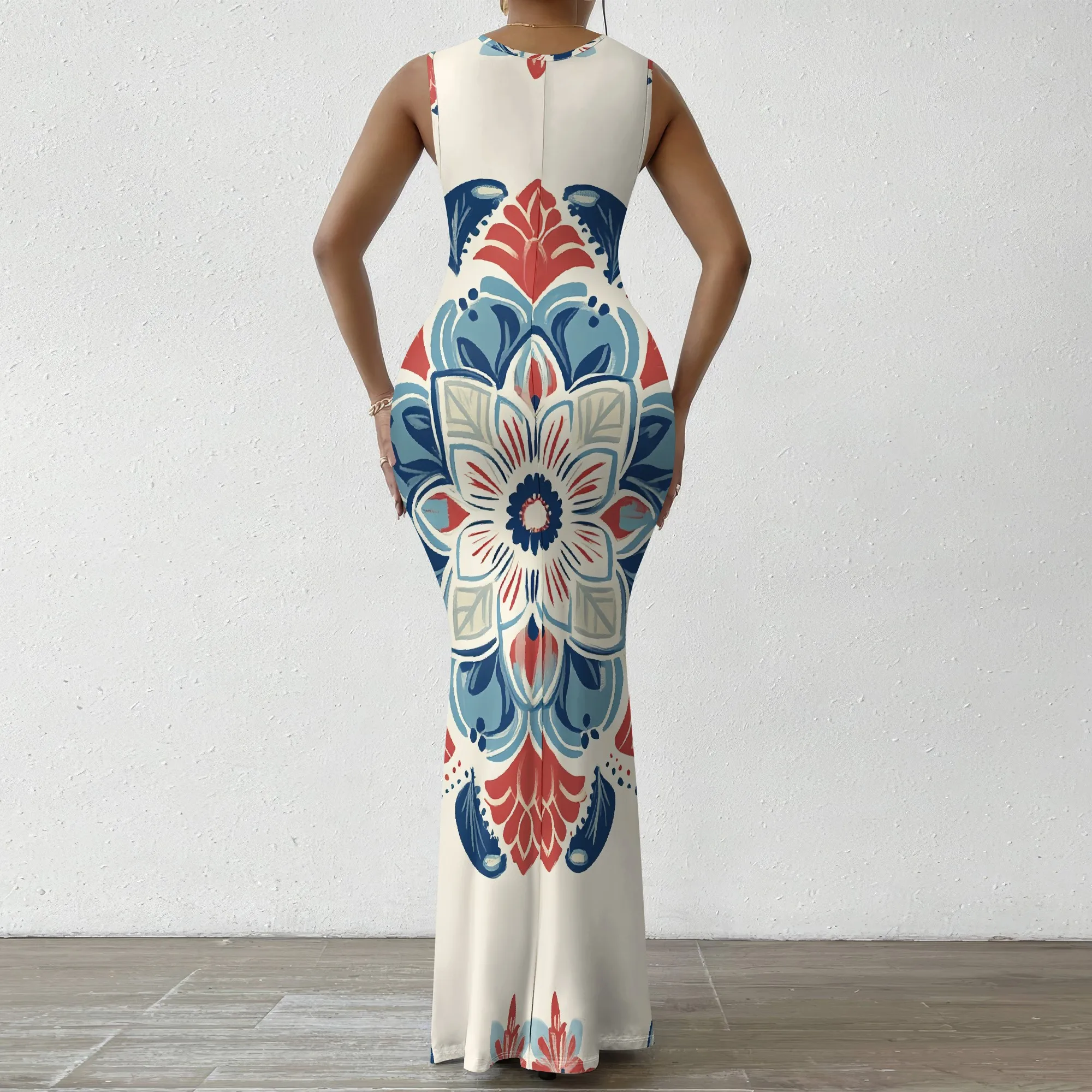 Womens Sexy Casual Dresses Colorful Geometric Off-Shoulder Maxi Dress  Artistic Party Evening Resortwear Swing Neck Dress