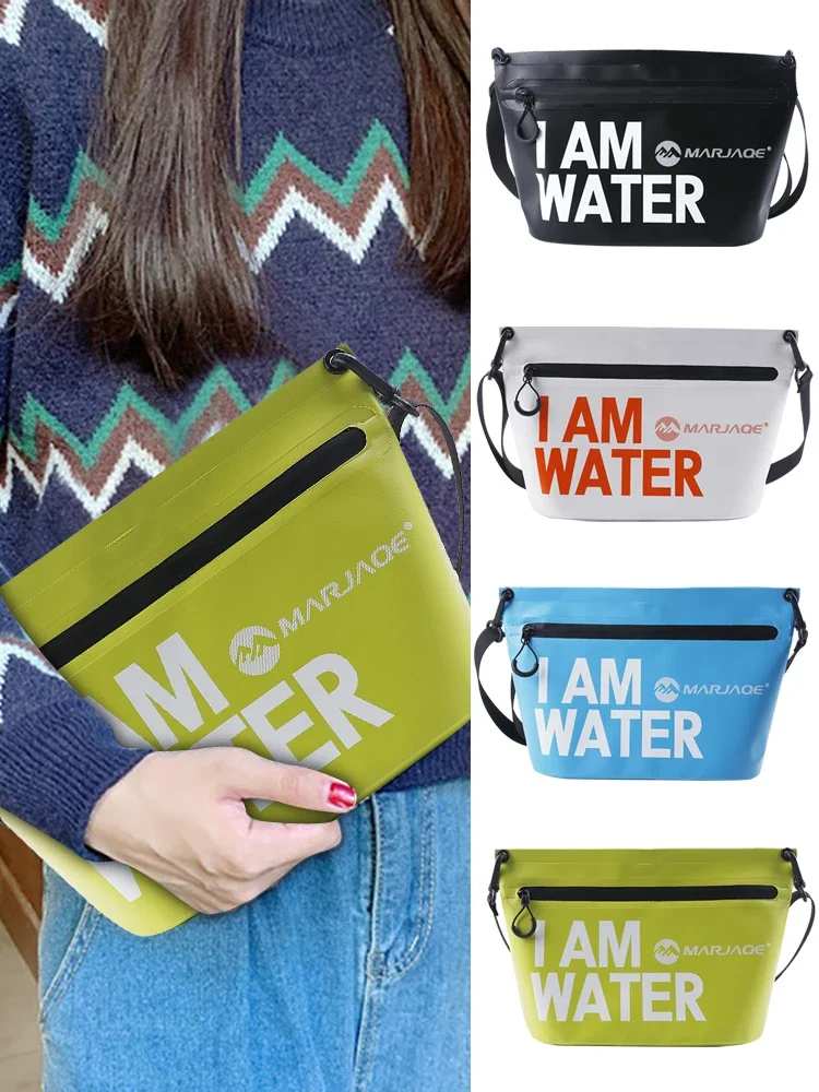Waterproof Cosmetic Bag with Zipper PVC Swimming Shoulder Pack High-Capacity Portable Multifunctional Storable for Outdoor Sport
