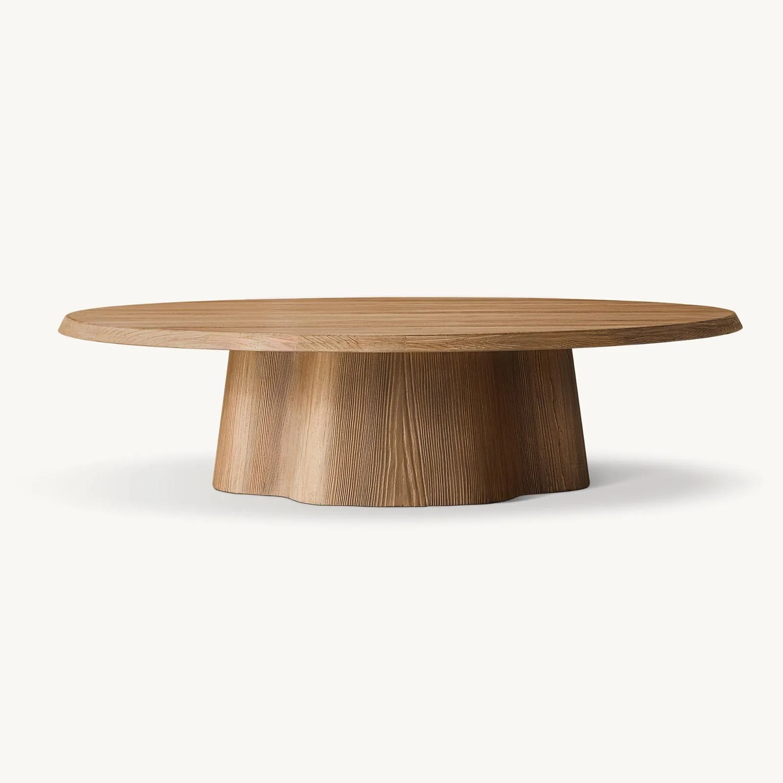 Mesa de Centro Redonda Kyoto de Madera de Abeto Europeo, Diseño Moderno para Sala de Estar, Base de Madera Sólida, Nueva de JC