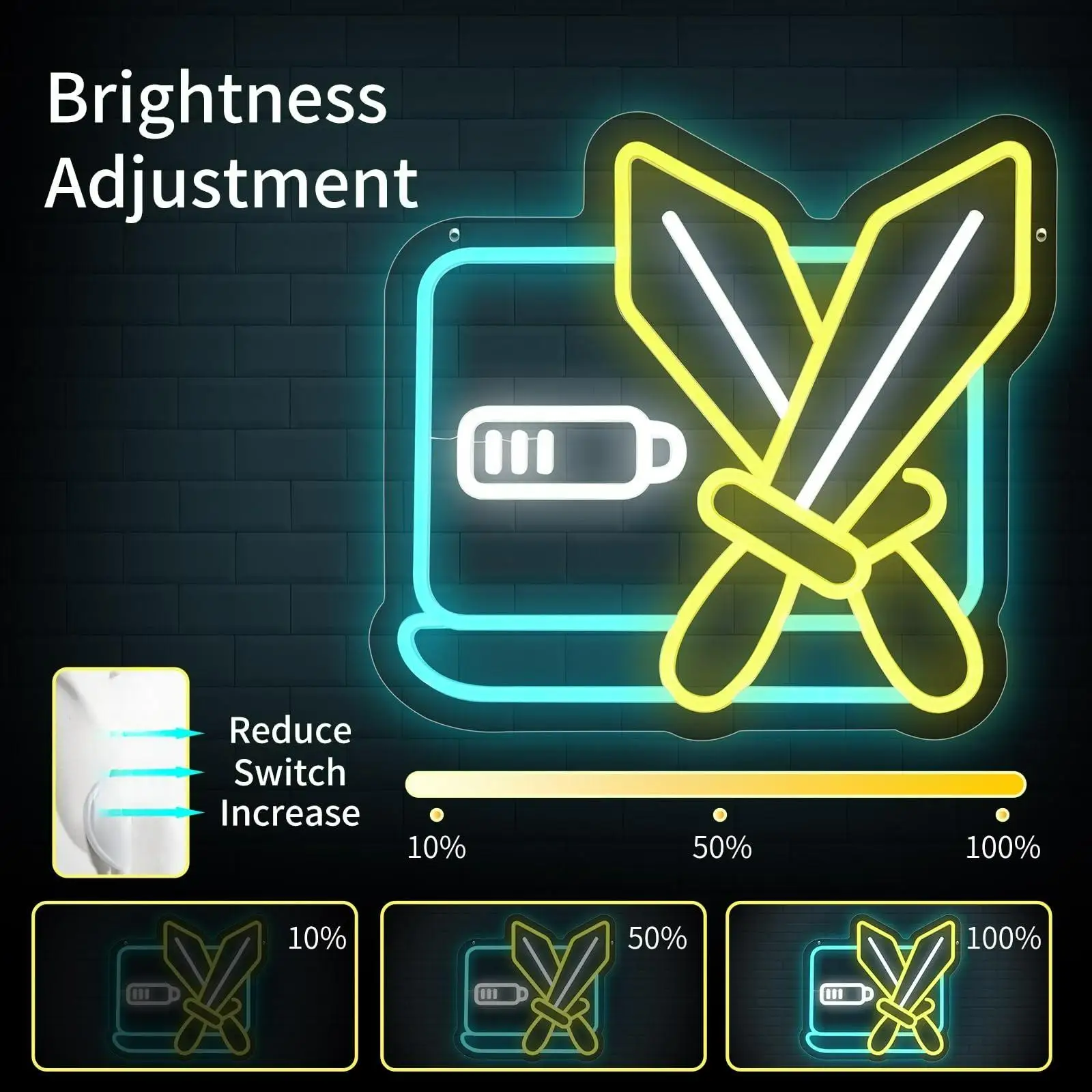 النيون لتزيين الحائط ألعاب ضوء النيون للرجل الكهف عبرت السيوف تسجيل لغرفة الألعاب غرفة نوم بار ديكور زينة الحفلات
