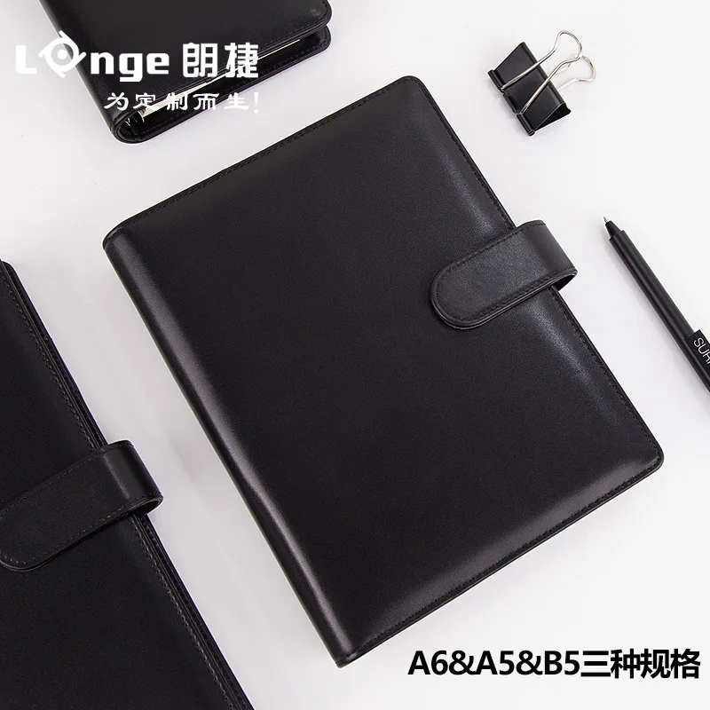 Genuine Leather Loose Leaf Notebook with Gift Box, A5 A6 B5 Refillable Business Journal, 100g Lined Paper Hardcover Binder