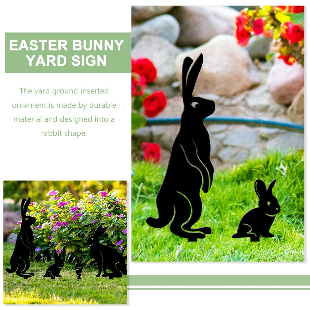 

4pcs Easter Rabbit Stakes Durable Bunny Yard Sign Garden Decoration Lawn Ornament Porch Fence Outdoor Stake For Easter Festival