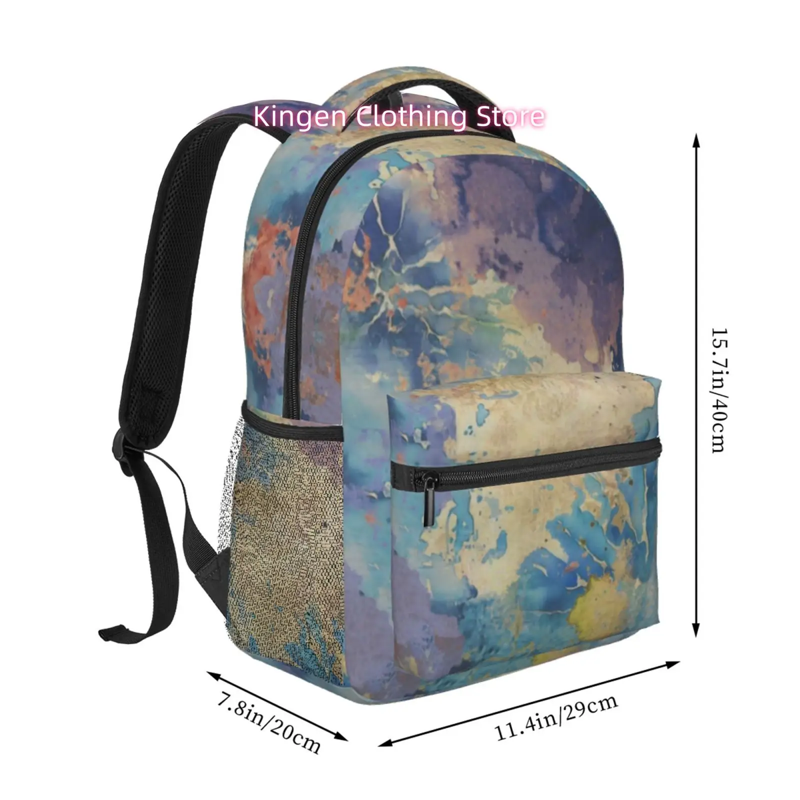 Blue& Purple Watercolor Marble Print Trendy Unisex Travel And Sports Backpacks, Ideal for Ipads And Laptops, Adjustable Straps,