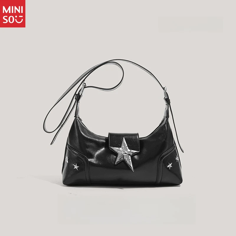 

Мотоциклетная сумка Miniso 2025, сумка через плечо Y2K Baddie, металлическая сумка через плечо со звездой