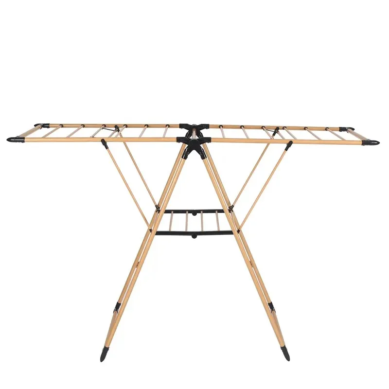 Modern Simple Stainless Steel Floor to Ceiling Airfoil Drying Rack for Household Balcony Outdoor Quilt Clothes Drying