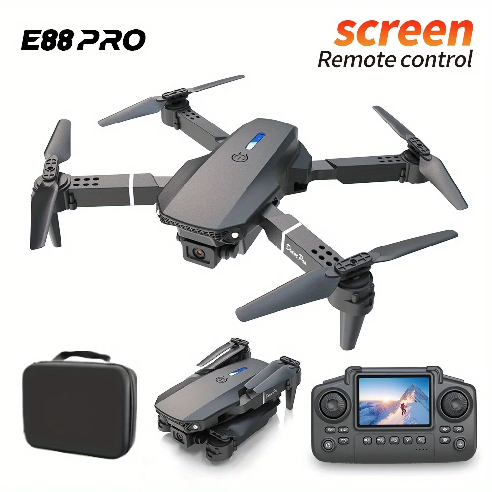 2025 E88 Pro 드론 4K HD 카메라 디스플레이 화면 탑재 - 접이식 RC 쿼드콥터 항공 촬영 GPS FPV 드론 장난감 선물
