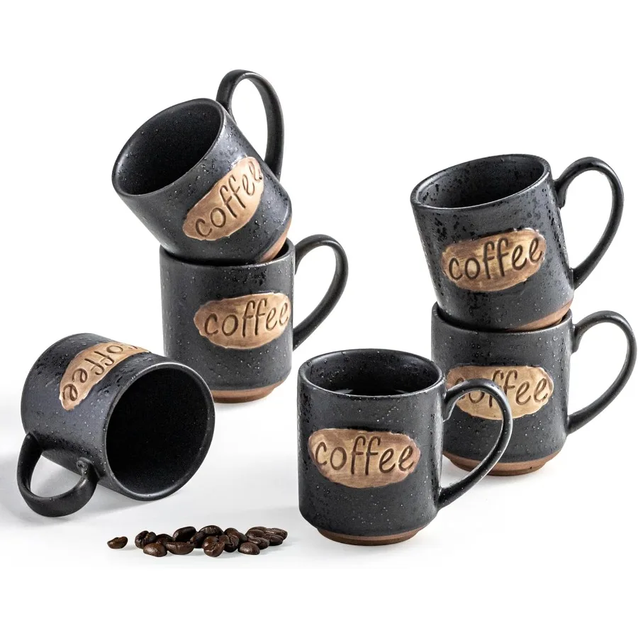 Tazas de café Taza de té Tazas de café expreso Juego de 6 tazas de café expreso de cerámica de 3 oz Lindas mini tazas Demitasse con asa para Coff