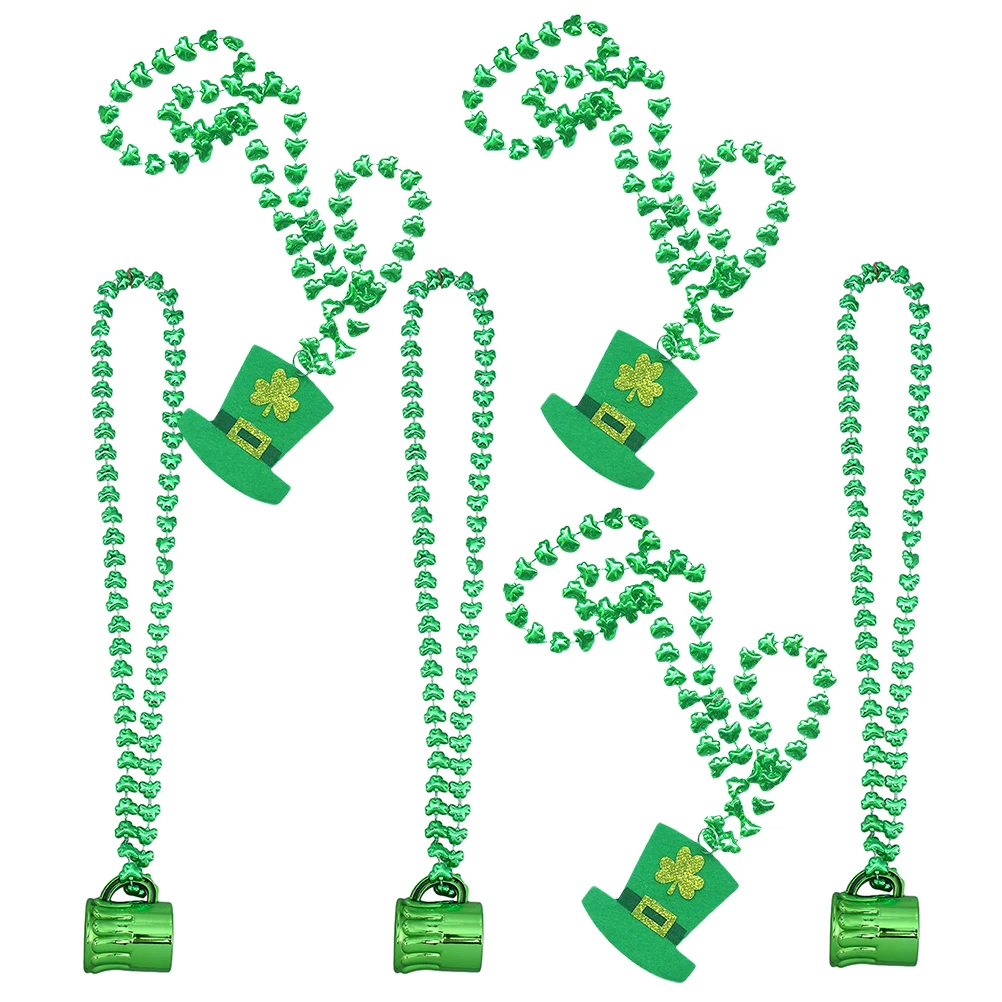 6 pezzi Collana da donna con ciondolo verde per perline per il giorno di San Patrizio Forniture per feste Accessori Decorazioni per donne