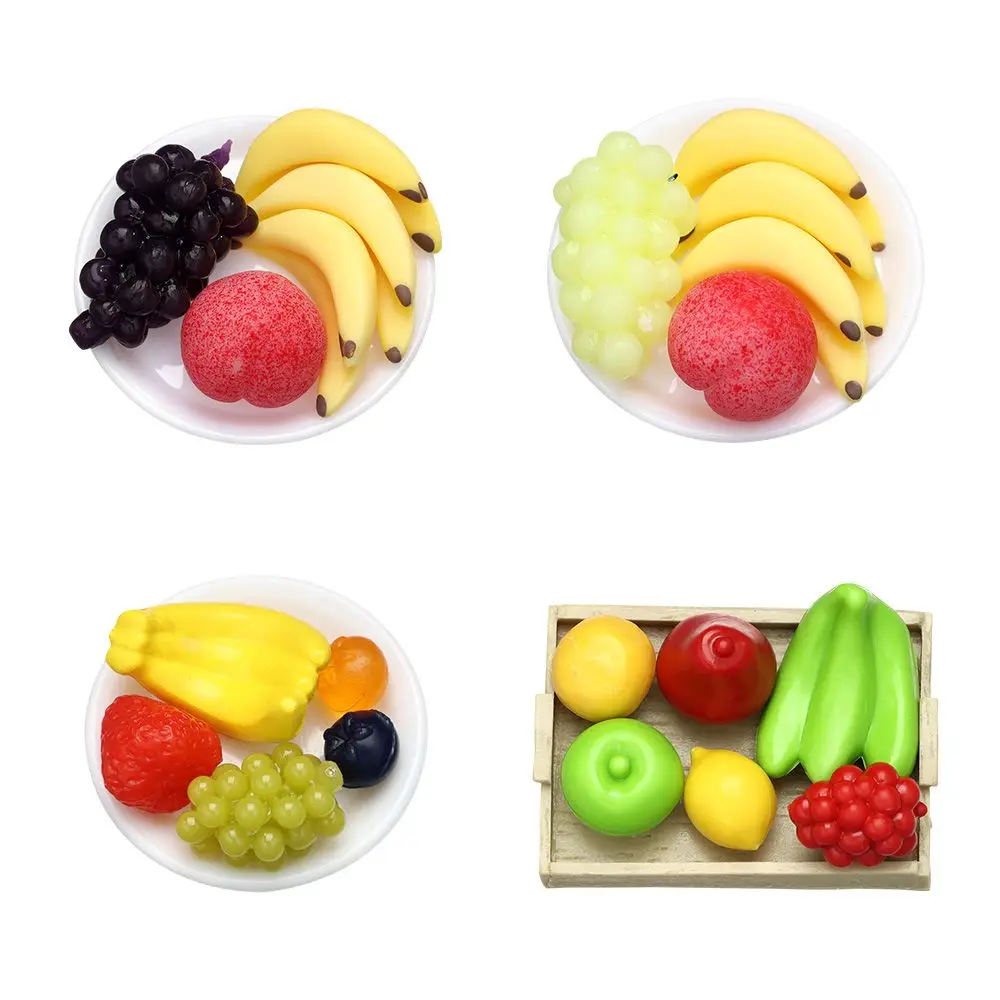 1:12 Mini simulazione frutta e verdura artificiale casa delle bambole cesto di bambù vegetale accessori in miniatura per bambini