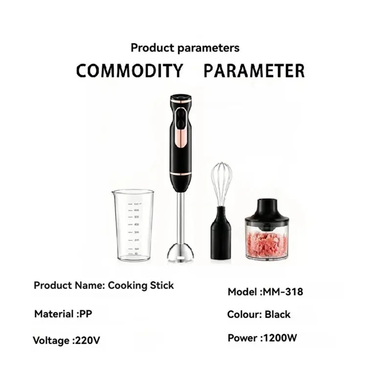 B15C EU Plug Immersion Blender 4-In-1 400W Blender Stick Mixer With Whisk Chopper Beaker Egg Beater& Dough Hooks Hand Mixer
