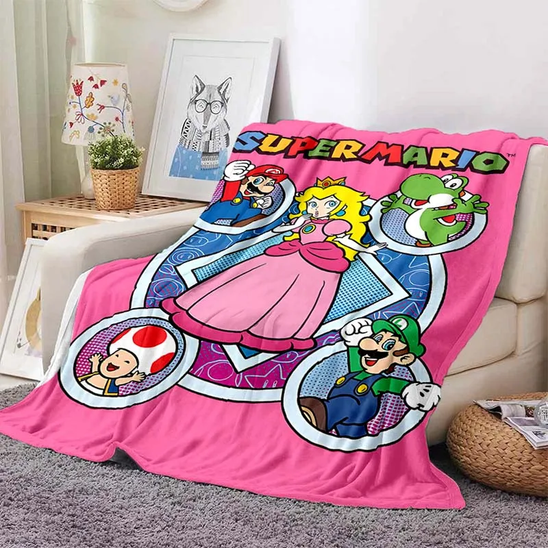 Super Mario Peach Princess Printed Blanket for Home Sofa Travel Soft and Comfortable Blanket for Adults and Children Grils Gifts