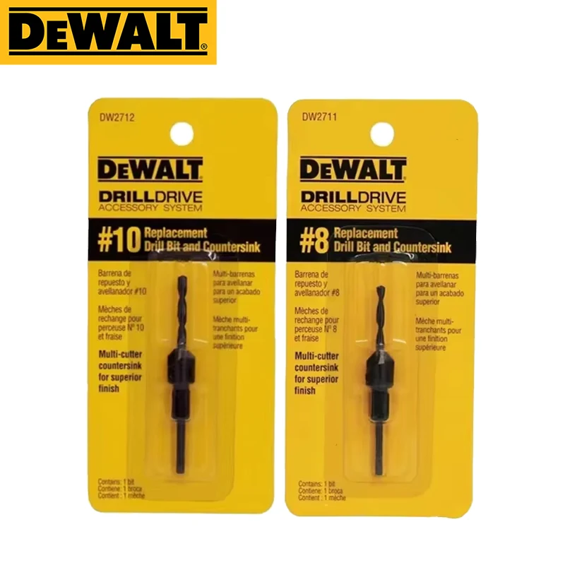 DEWALT 6/8/10 Countersink Drill Bit Set, 3-Piece #6 #8 #10 Self-Centering Pilot Bits for Wood Drilling, Power Tool Accessory