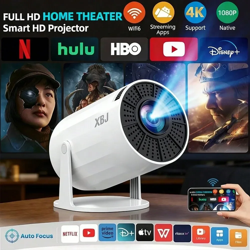 

Проектор для домашнего кинотеатра, 4K-проектор высокой четкости с Bluetooth и регулируемым углом проекции 180°. Компактный портативный мини-принтер