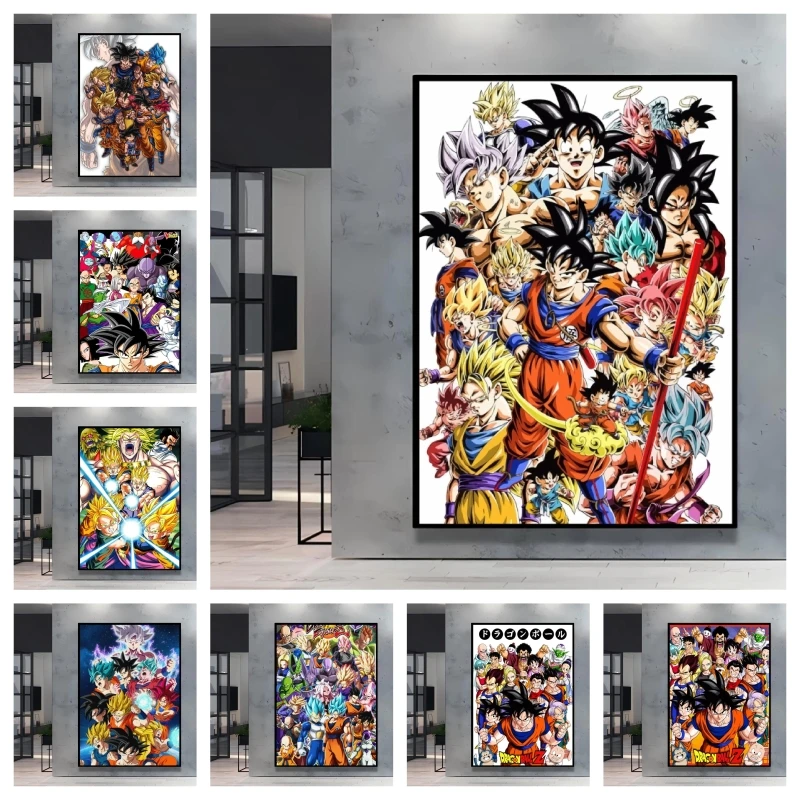 

Hot Anime Poster Dragon Ball Goku Canvas Painting Multi Person Scene Image Modern Living Room Home Decoration Gifts Classic