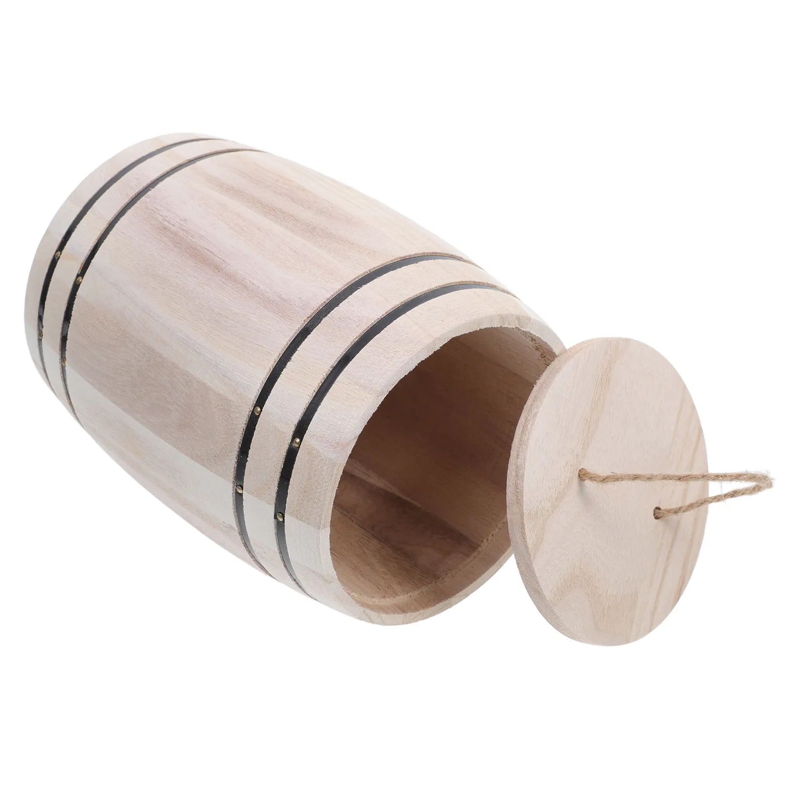 1Pcs Wooden Barrel Pen Holder Desk Organizer for Coffee Beans Tea Pens Daily Essentials Dustproof Cover Natural Wood Decor