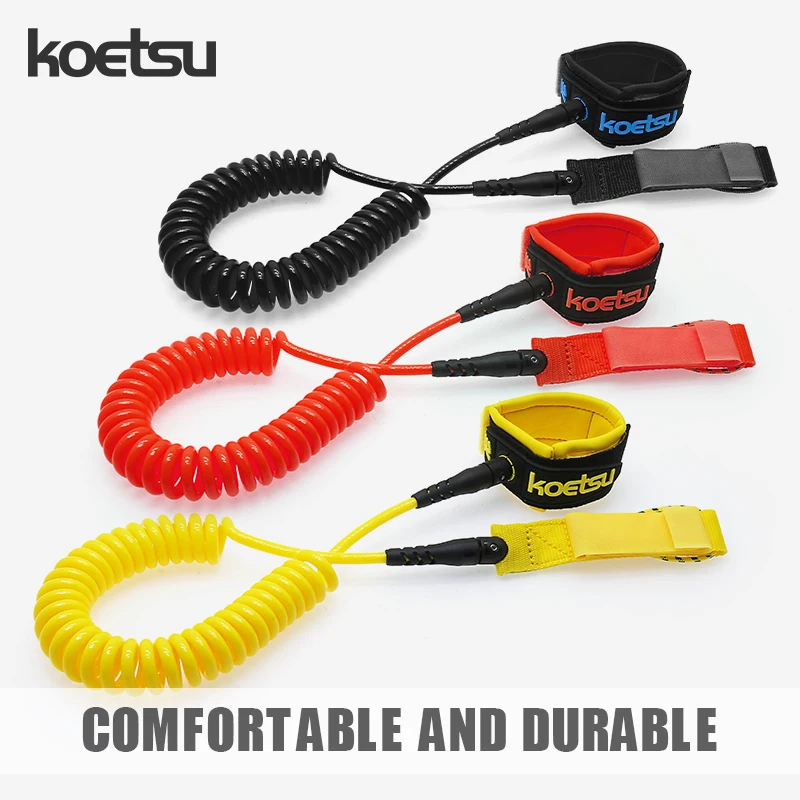 KOETSU Colorful Surfboard Accessories Foot Rope Safety Leash 7mm Adjustable TPU Material Rope for Stand Up Paddle Board