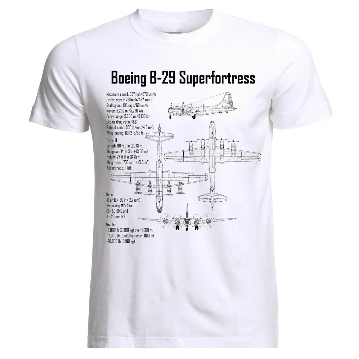 B-29 Superfortress Bomber Blueprint T-Shirt 100% Cotton O-Neck Summer Short Sleeve Casual Mens T-shirt Size S-3XL