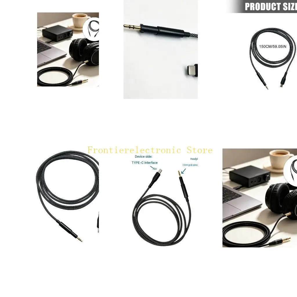 G8DB Decoding USB C to 2.5Mm Replacement Cable for K450 K451 K452 K480 Q460 Headphones, Braided 150Cm Cord Use Setups