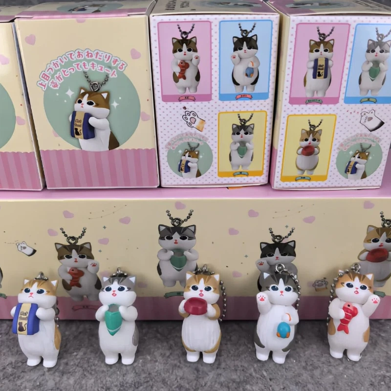 

Брелок-фигурка Mofusand Kawaii Cat в слепой коробке, милая аниме-фигурка-подвеска, игрушка-фигурка в стиле стенд-фигурки с позой еды, подарок-сюрприз