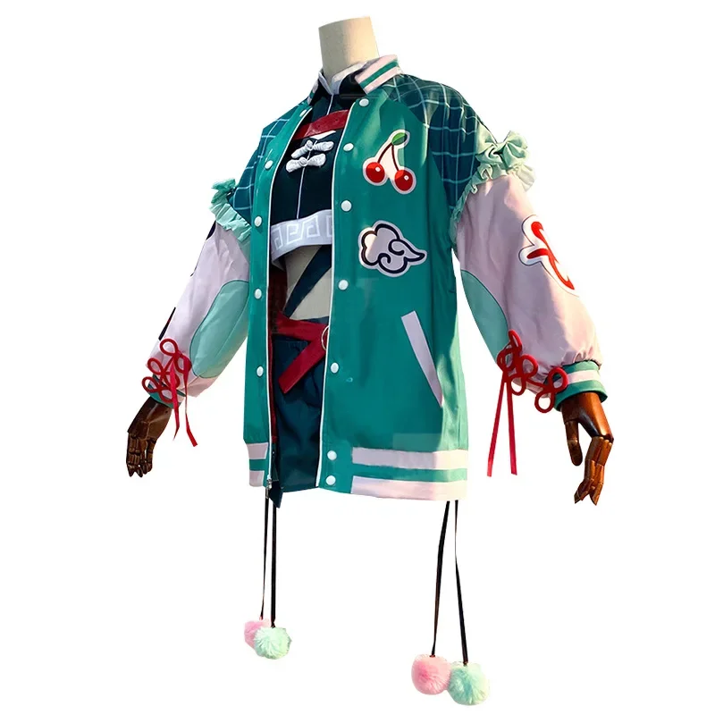 أزياء ميكو هاو ديكو 27 MV التأثيرية سترة منفوخة خضراء هاو كور دي آي نا بدون مجموعة كاملة شعر مستعار للهالوين وعيد الميلاد 2025 ربيع أخضر
