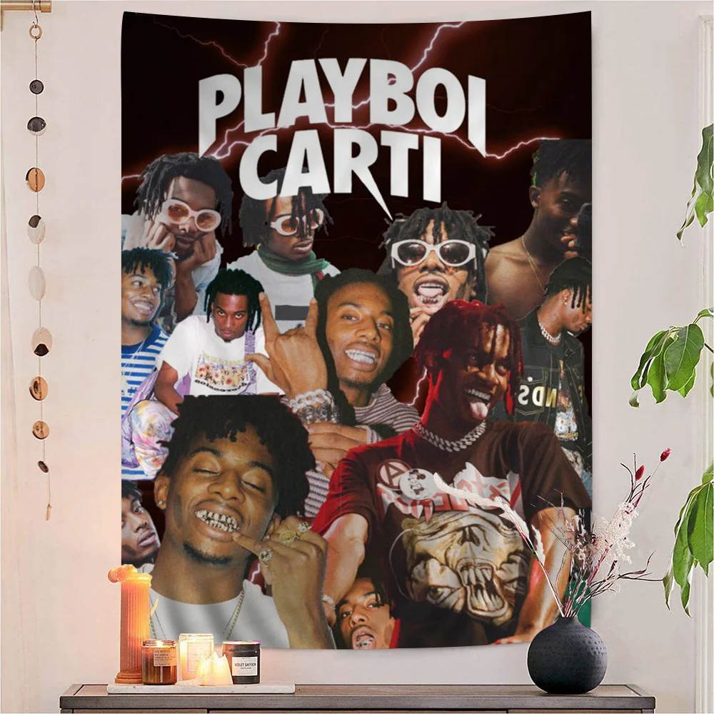 

P-Playboi Carti Anime Tapestry Hanging Tarot Hippie Wall Rugs Dorm Wall Hanging Sheets