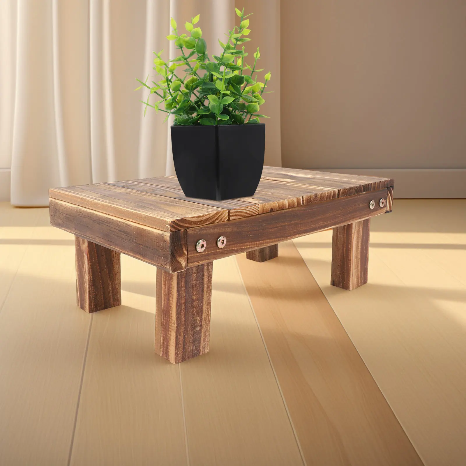 Wooden Plant Stand Balcony Garden Living Room Entryway Window Corner Heavy Duty Sturdy Multi Tier Flower Rack Rustic Minimalist