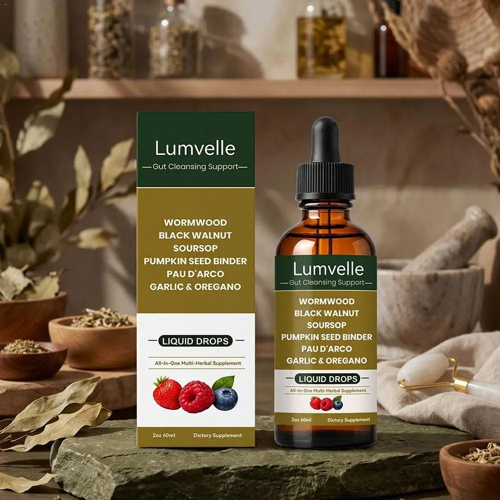 Lumvelle Wormwood Black Walnut Body Relief Drops For Intestinal Care,60ml Multi Plant Mixed Intestinal Care Supplement Ampoule