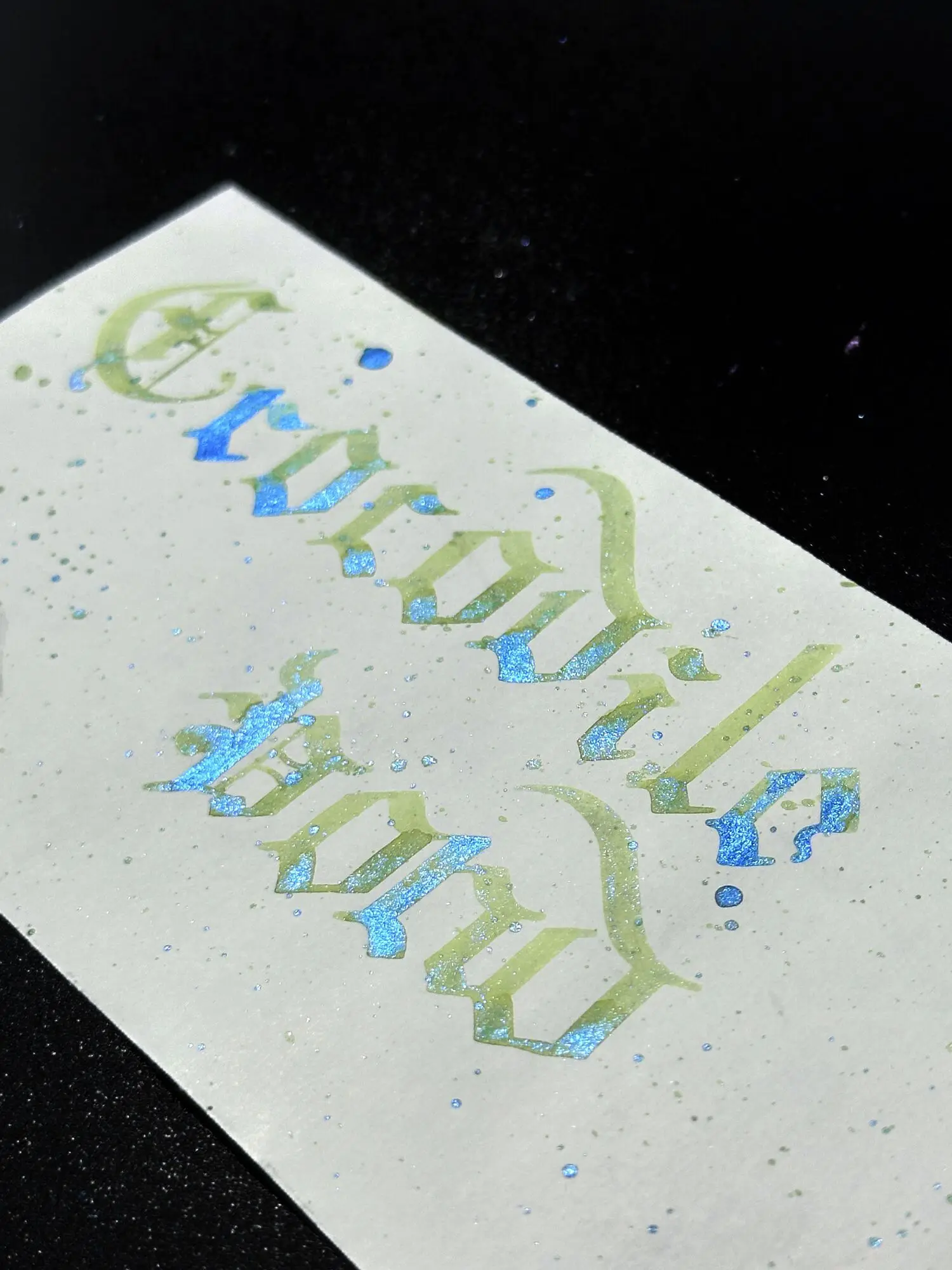 = DREAMINK · Green C-rocodile Pond ◆ Blue Chromatography Gradient Gold Powder Ink Handmade Color Ink Sparkling Powder