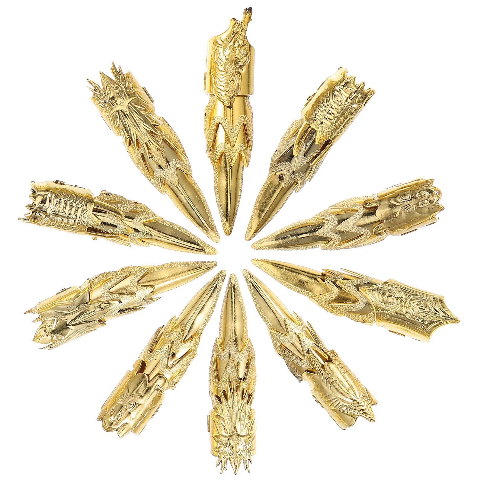 

10pcs Iron Rooster Finger Cots Pp Material Dragon Design Halloween Party Prop Plastic Hand Decor Ghost Festival Finger Cot