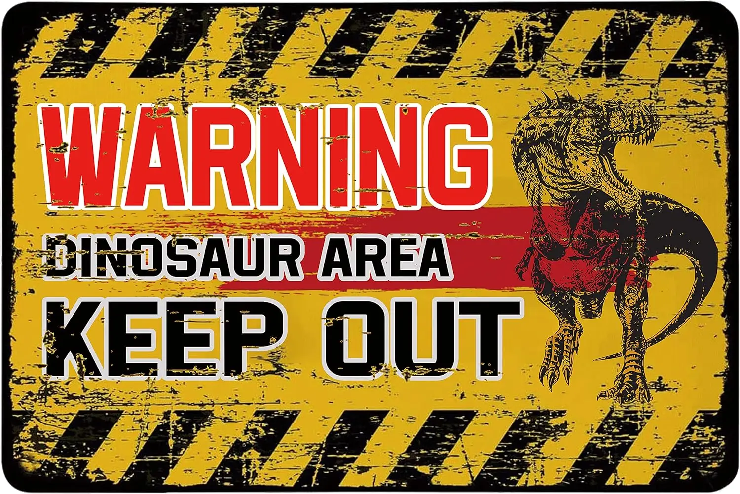 Dinosaur Area Keep Out - Dinosaur Warning Decor, Metal Novelty Tin Sign Decor Raptor Dinosaur Room Decor for Boys 7.8 x 11. sign