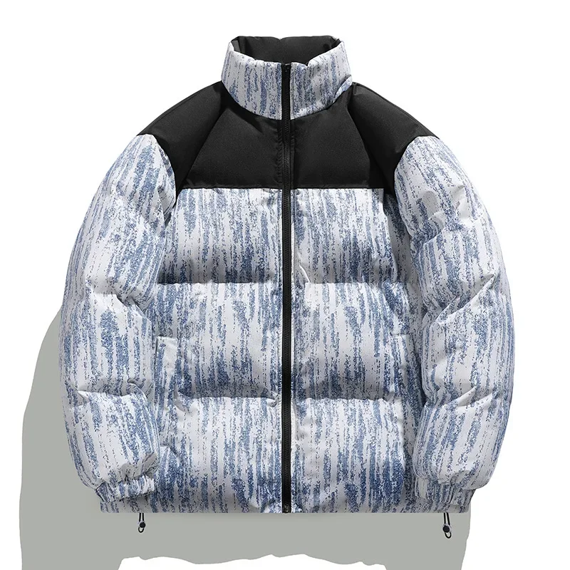 الشتاء الرجال سترة رشاقته الباردة واقية طويلة الأكمام الذكور ملابس خارجية المرقعة الوقوف طوق سستة فضفاضة تنوعا رجل أسفل معطف #4