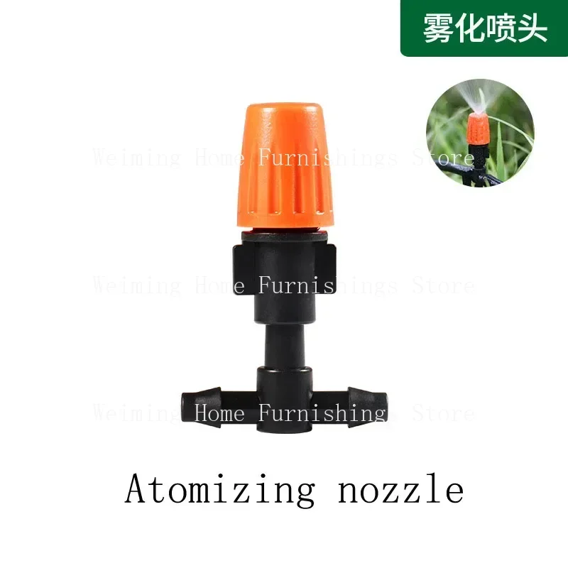 20pcs Orange Adjustable Garden Drip Irrigation Misting Nozzles Micro Flow Head Drippers With Barbed Tee Threaded Connector