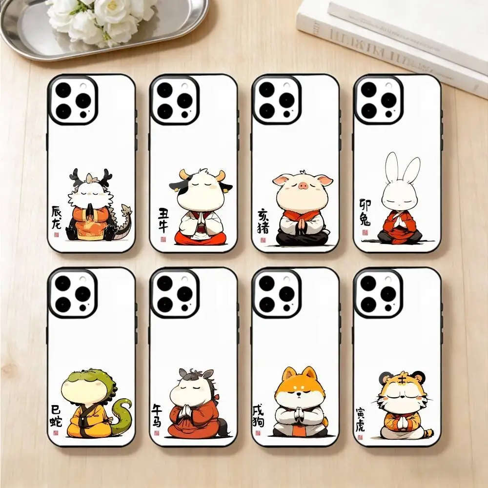 

Милый чехол для телефона с китайским зодиаком для iPhone 17, 16, 15, 14, 13 Plus, Pro Max, магнитный, для беспроводной зарядки Magsafe
