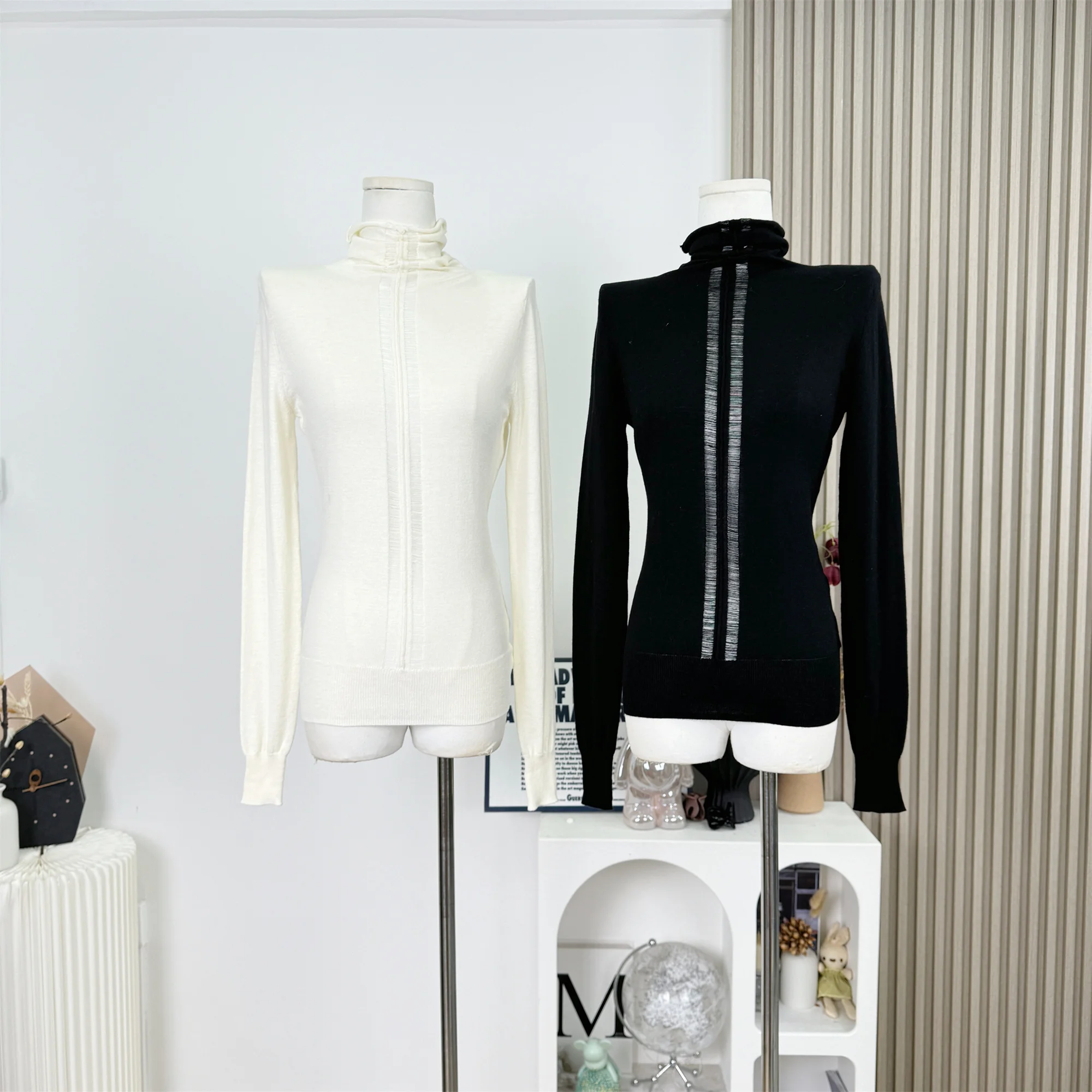 

Вязаная базовая рубашка из шерстяной нити, женская облегающая рубашка с высоким воротником, осень-зима, новый стиль, модные универсальные свитера, топы F430